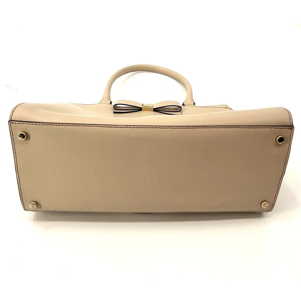 Kate Spade Bow Tote Beige Saffiano Leather Bag Salmon Interior‎ Large
